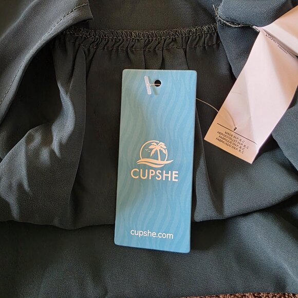 Cupshe XS Emerald Button Mini Dress Long Sleeve NWT - Picture 5 of 15